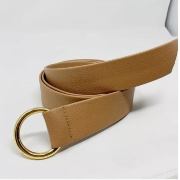 BB B-LOW THE BELT Faux Leather Adjustable Loop Ring Belt Gold Tan One Size - Picture 2 of 4